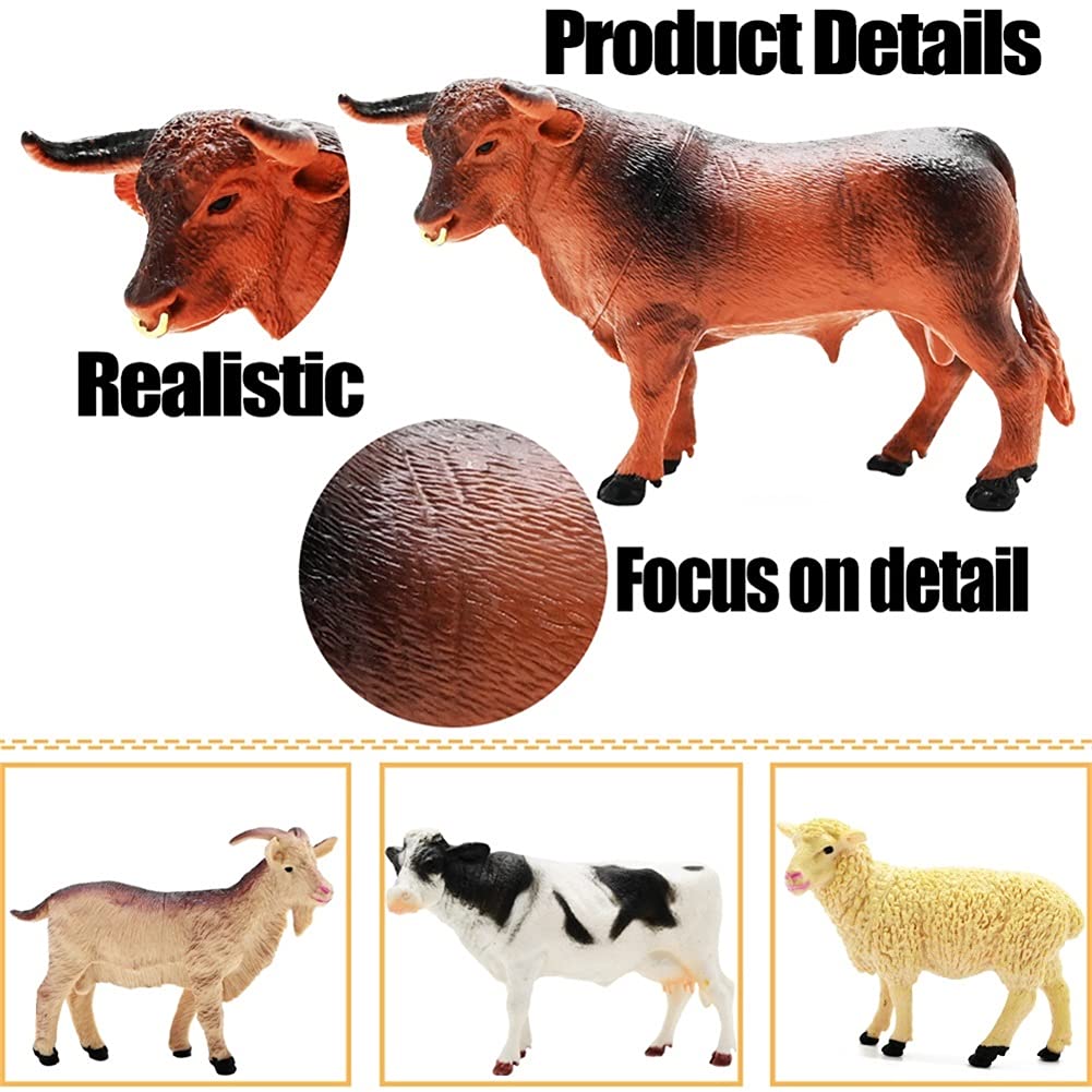 Farm Animals 53Pcs Realistic Plastic Playset With Fences, Building Blocks, Educational Toys For Boys & Girls, Toddlers Cupcake Topper Set