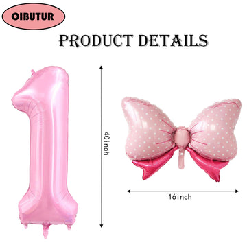 OIBUTUR 40 Inch Pink Number 1 Balloon - Jumbo Aluminum Happy Birthday Decoration for Girls Party Supplies