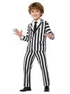 ERCAUX Black and White Striped Suit - Halloween Horror Costume Scary Cosplay Outfit Scary Movie Character Dress-Up (140)