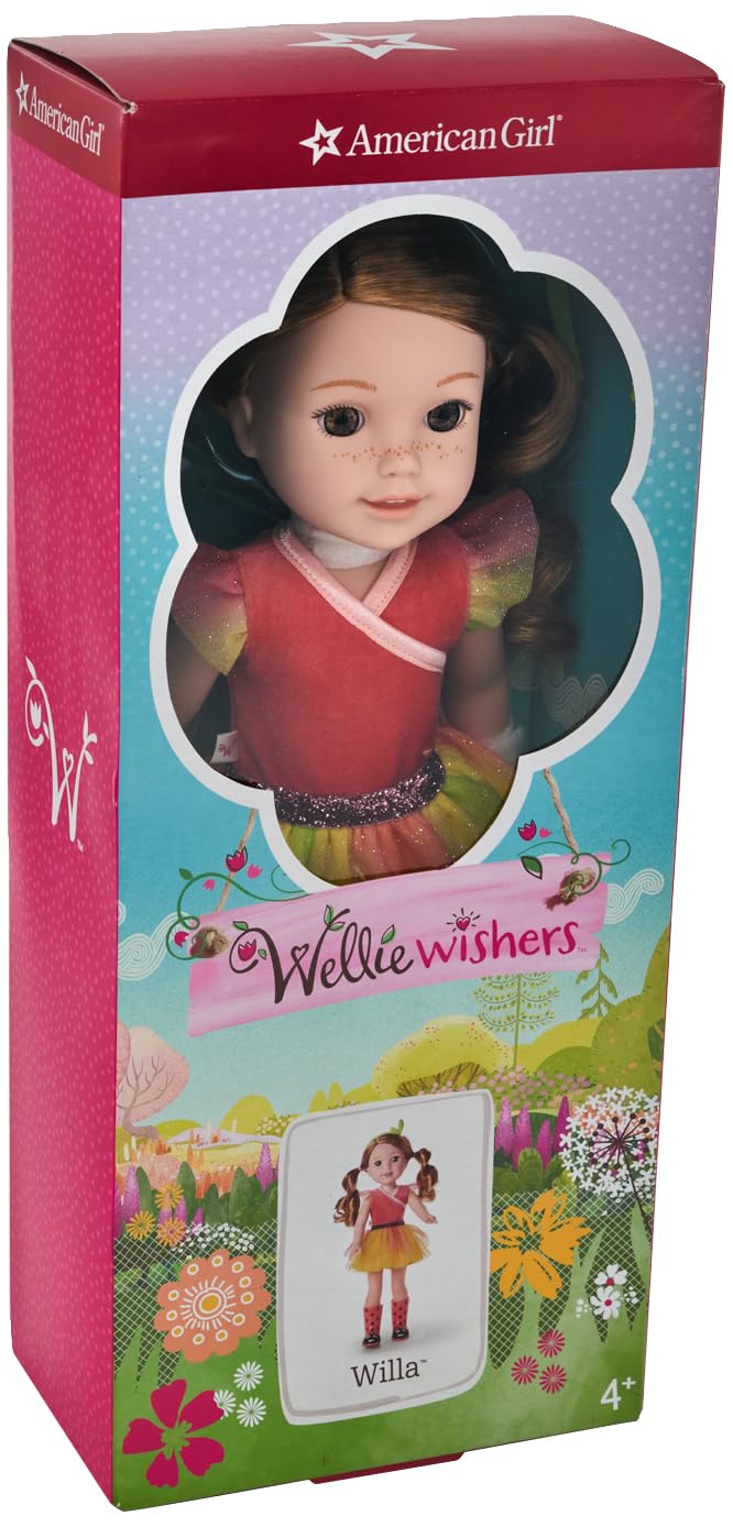 American Girl Welliewishers 14.5-Inch Willa Doll With Coral Leotard, Mesh Skirt, Headband, And Boots, For Ages 4+