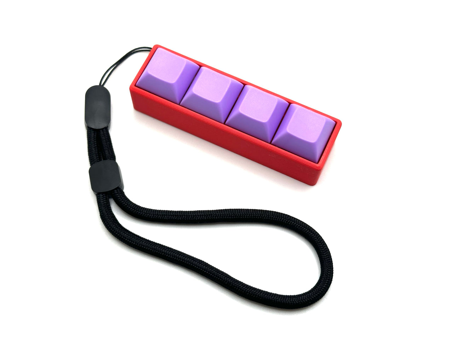Four-Button Clicky Mechanical Switch Fidget Toy | Stim Toy, Stress Relief, Adhd (Red Base, Lavender Keycaps)