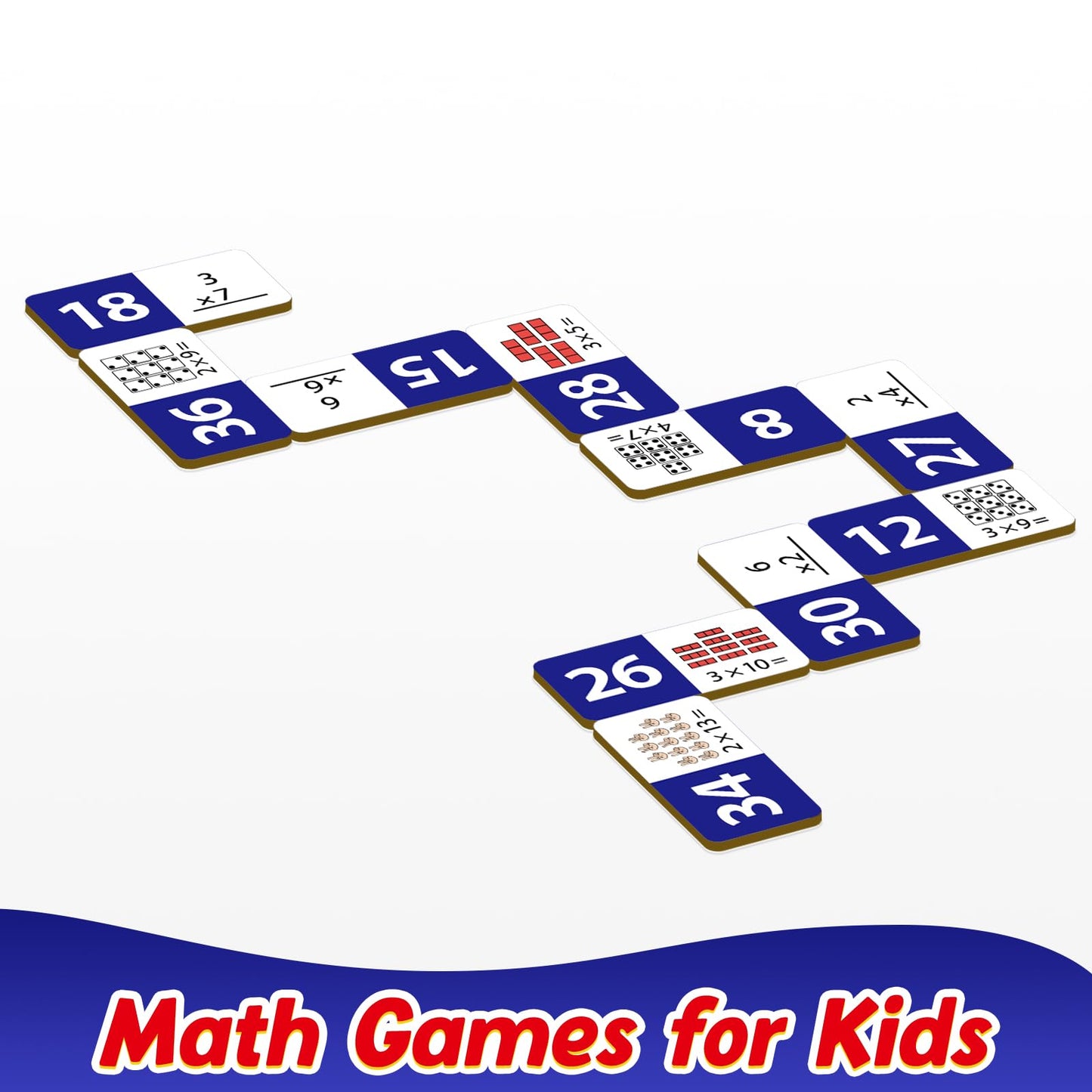 Kasfalci Multiplication Dominoes Set,Math Manipulatives Games For Kids,Counting Toy,Learning Games,Preschool Learning Activities