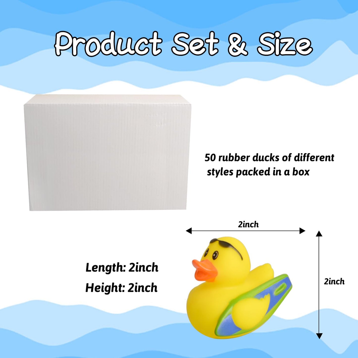 Hugoutdoor 50Pcs Assortment Mini Rubber Ducks, Kids Baby And Toddler Bath Toys, Summer Pool Beach Activities Floater Rubber Tiny