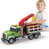 Wenbeier Farm Truck Toy for Kids 15'' Large Timber Truck with Loading Crane and 6 Woods - Log Truck with Sound and Light Gift fo
