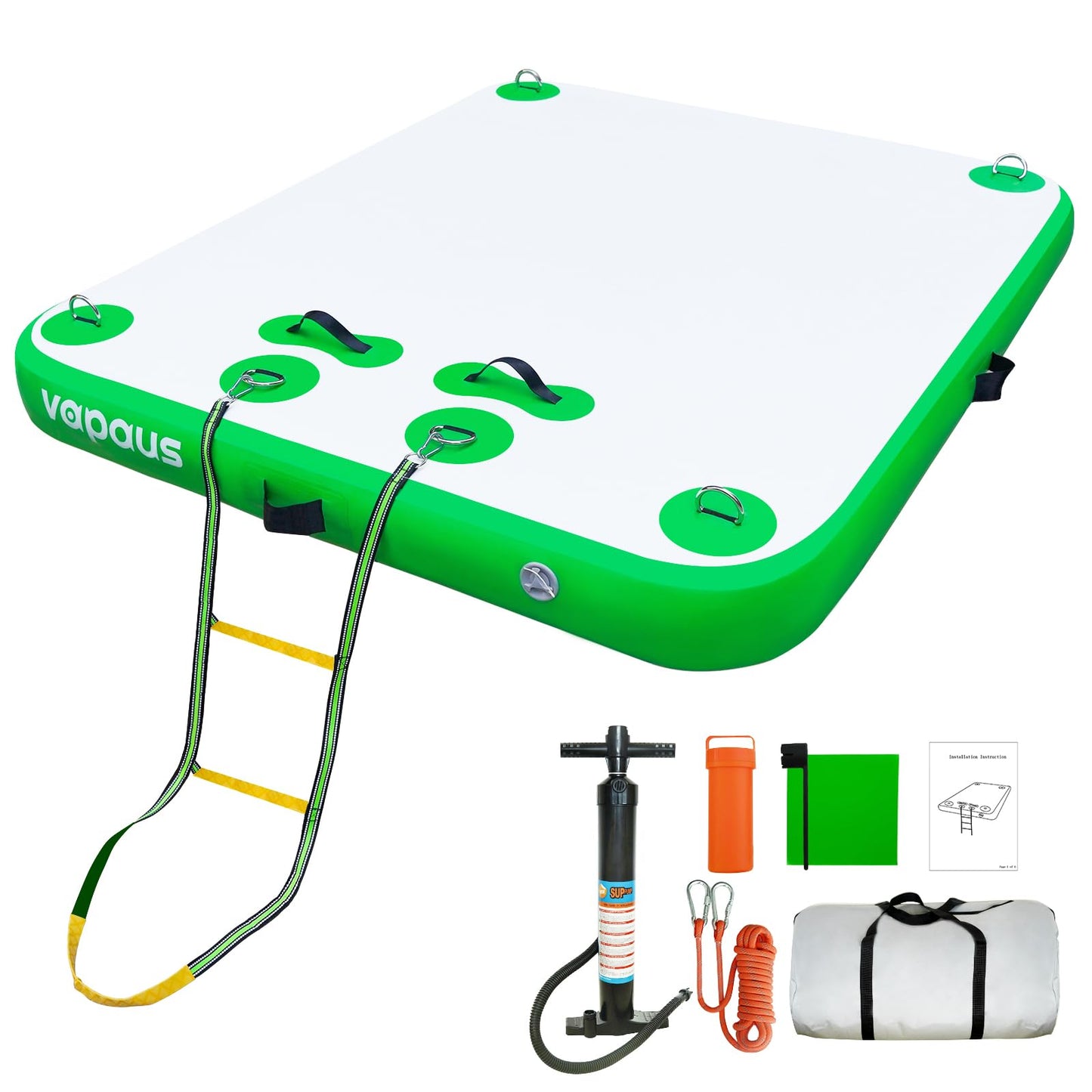 vapaus Inflatable Floating Dock Water Air Mat Swim Platform Floating Island Deck with Rope Ladder for Pool Lake Beach Relaxing S