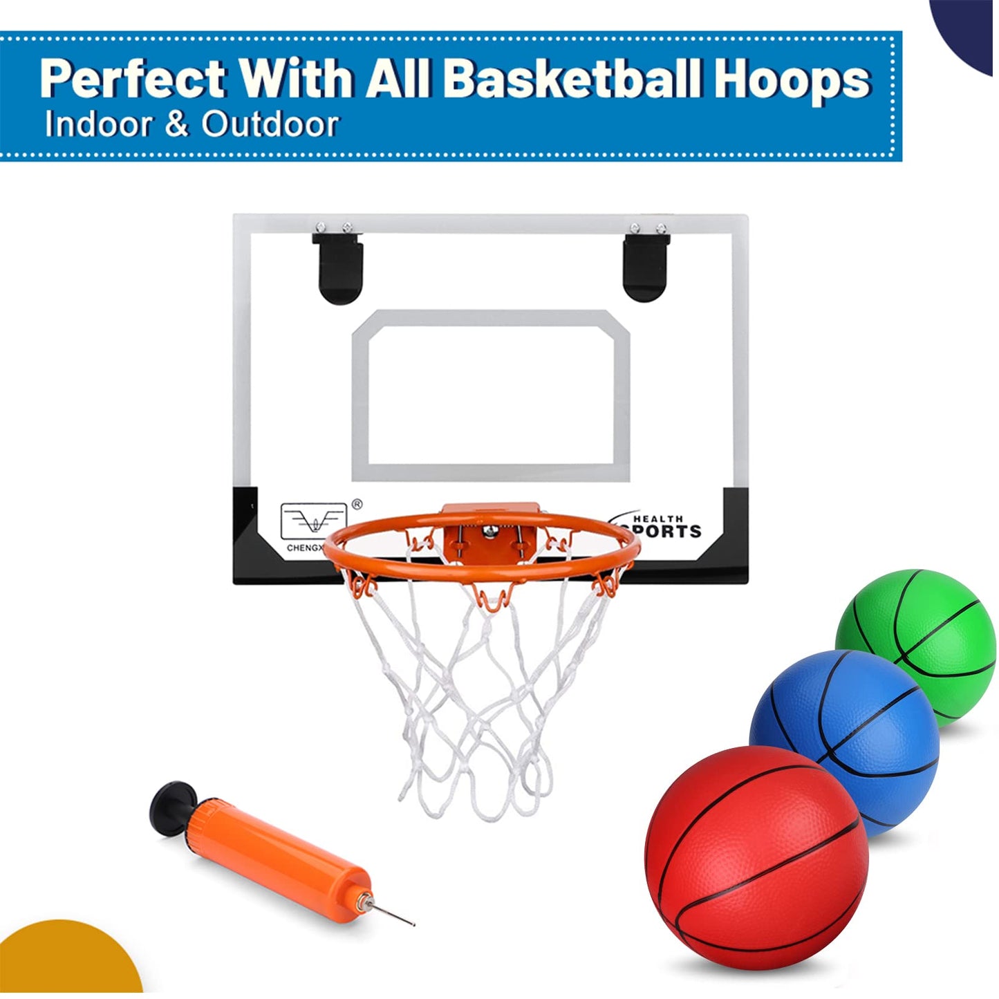 6 Inch Pvc Mini Basketball For Indoor Basketball Hoops, Soft 6' Rubber Small Replacement Basketball For Over Door Basketball Hoop Sets, Little Pool Basketballs For Kids Toddler(4 Pcs With Air Pump)
