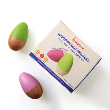 Shumee Wooden Easter Egg Shakers for Babies | Baby Easter Basket Stuffers Gift | 100% Child Safe & Non-Toxic | Montessori Musica