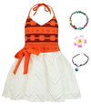 Aovclkid Girls Princess Costume Little Girls Movie Cosplay Outfits With Accessories(6 Years,Red)