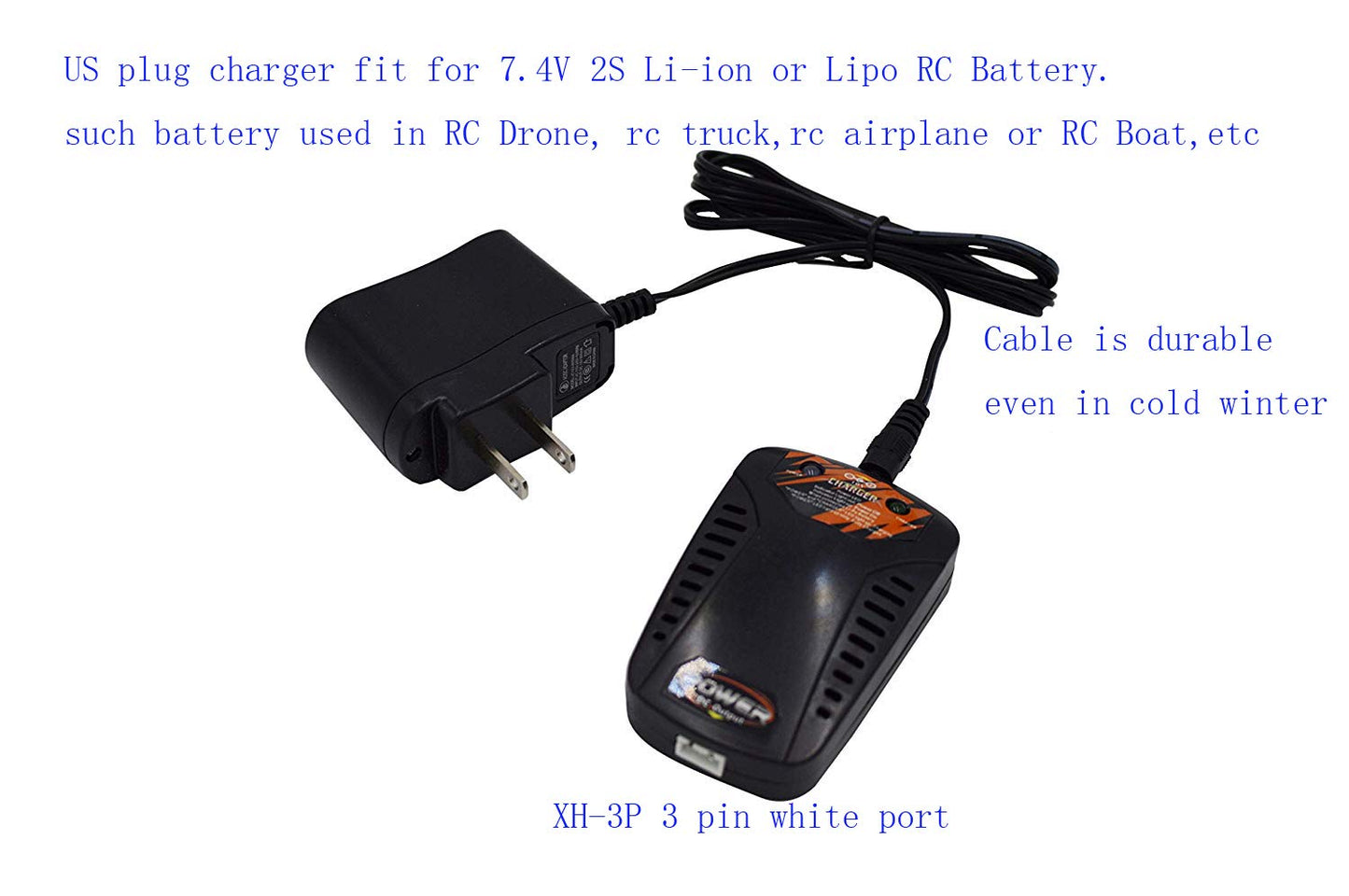 Blomiky 7.4V 800mA 2S Lipo Li-ion Battery Balance Charger Box with XH-3P Port for X8C RC Drone 18859E 9125 Q903 and SCX24 RC Tru