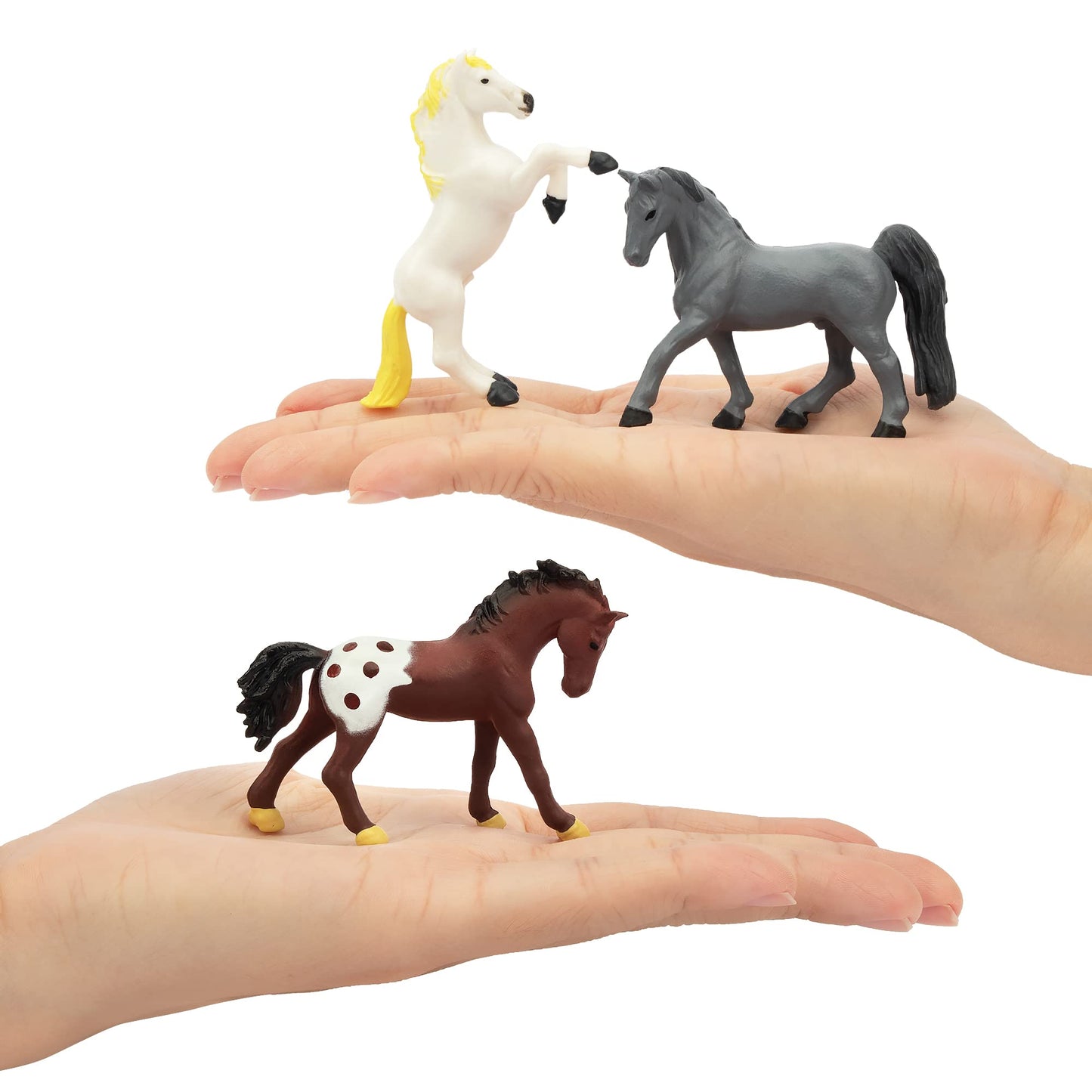 Toymany 12Pcs 2-3' Tiny Horse Figurines Toy Set, Plastic Pony Small Foal Figures, Easter Eggs Birthday Gift Cupcake Horse Cake Topper For Kids Toddlers