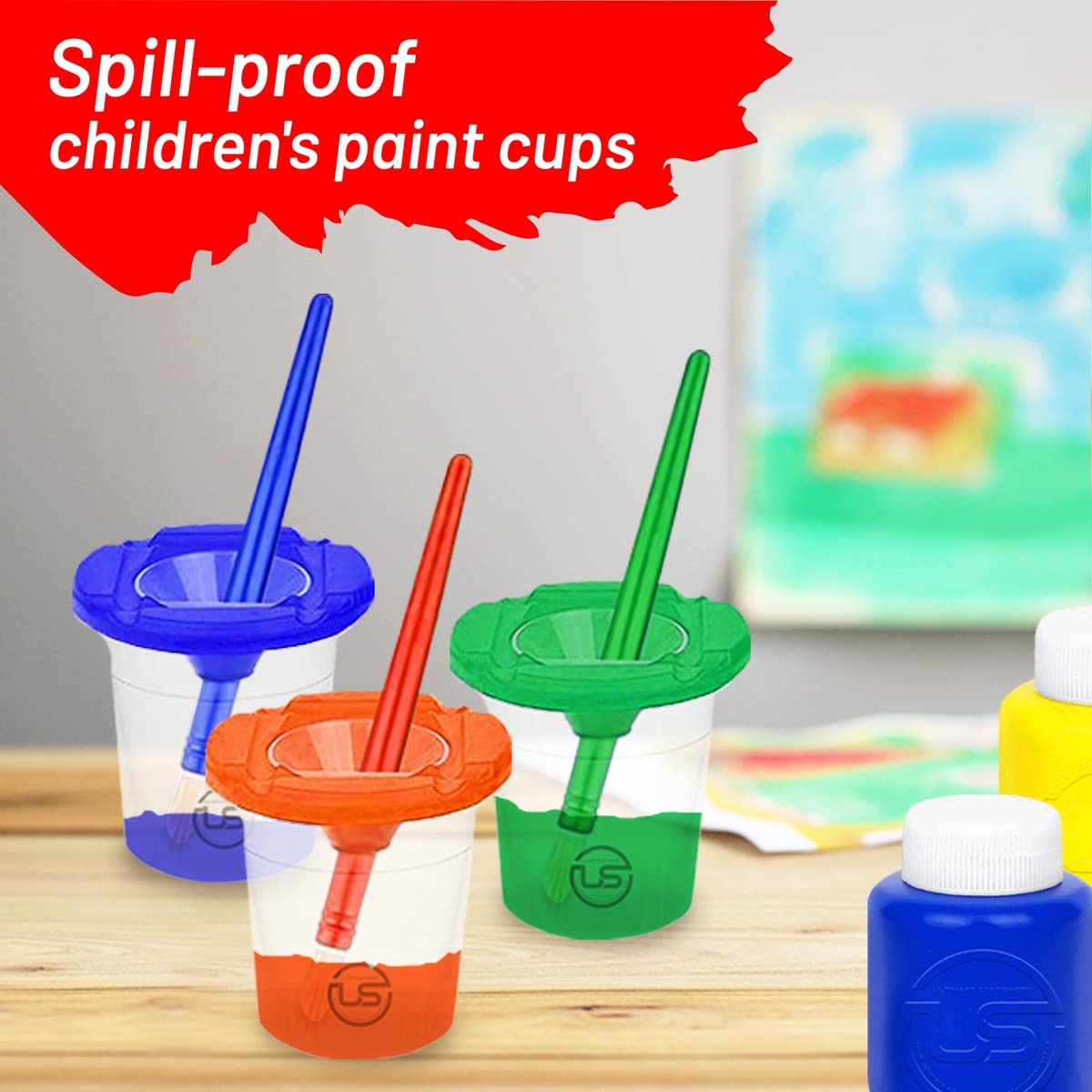 The Mega Deals Kids Painting Set, Washable Paint for Kids with Paint Cups and Toddler Paintbrushes, Non Toxic Washable Finger Pa