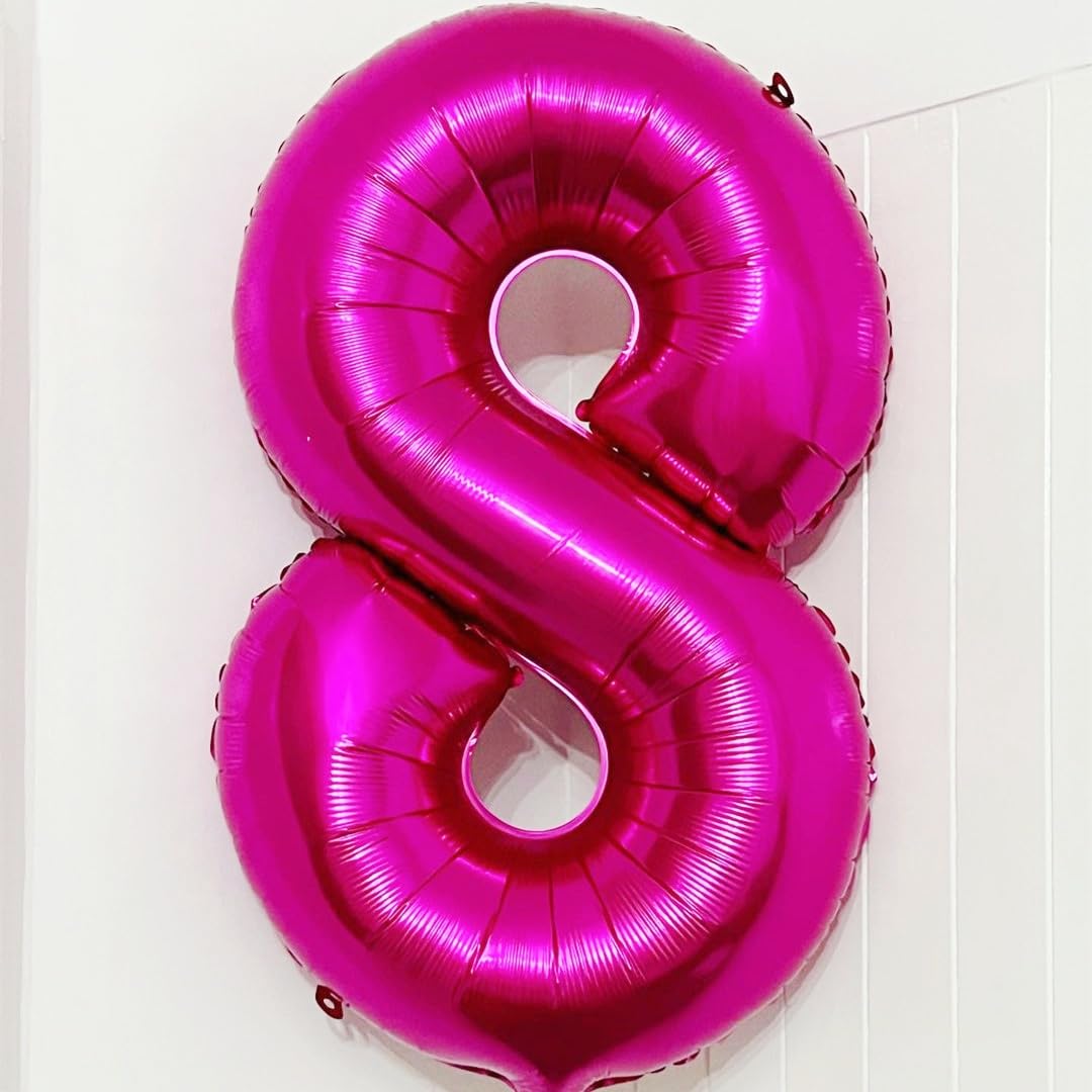 8 Balloon Number Hot Pink 8 Birthday Balloon 40 Inch Foil Mylar Large 8 Balloon Numbers For Birthday Party Anniversary Festival