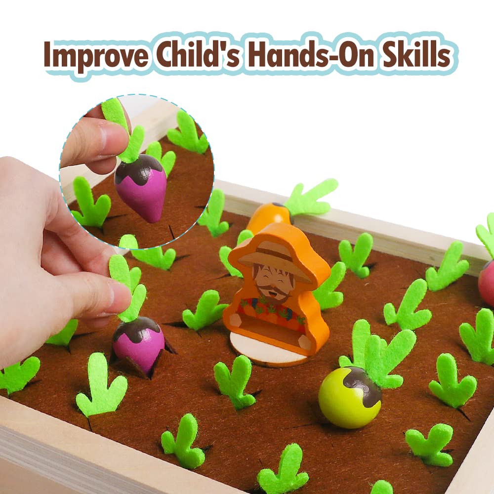 Skrtuan Montessori Toys For Toddlers 3 4 5 Years Old Boys Girls Baby, Wooden Toy Carrot Harvest Game, Educational Toys Shape Sorting Matching Puzzle, Memory Game Fine Motor Skill Gifts For Kids 3-5