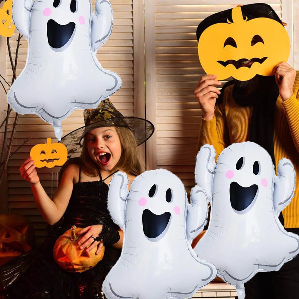 Hadckja Ghost Balloons White Ghost Halloween Balloons Ghost Foil Balloons For Ghost-Themed Party Supplies Decorations Halloween
