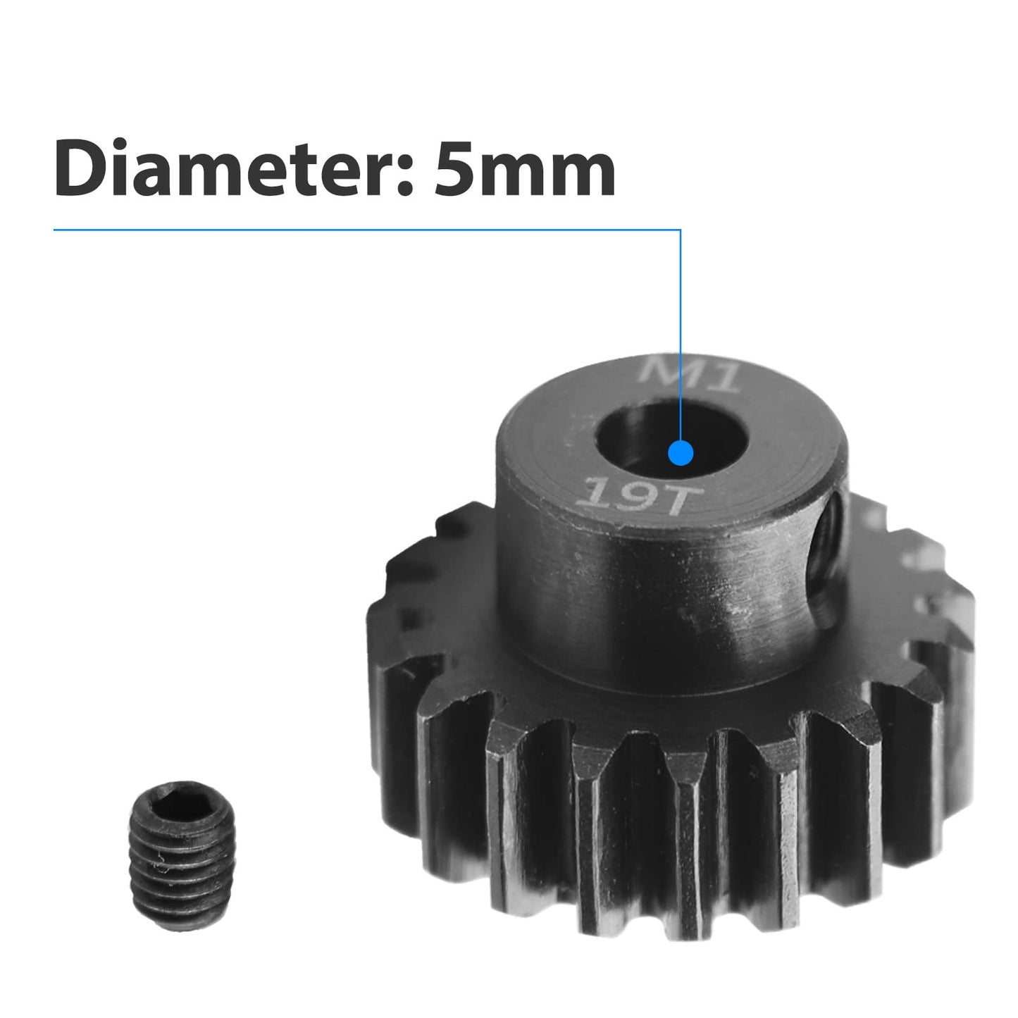 AIMROCK 5-Pack Mod 1 RC Motor Pinion Gears Set: Upgrade Parts for 1/8 RC Car 5mm Shaft Motor (15T 16T 17T 18T 19T)