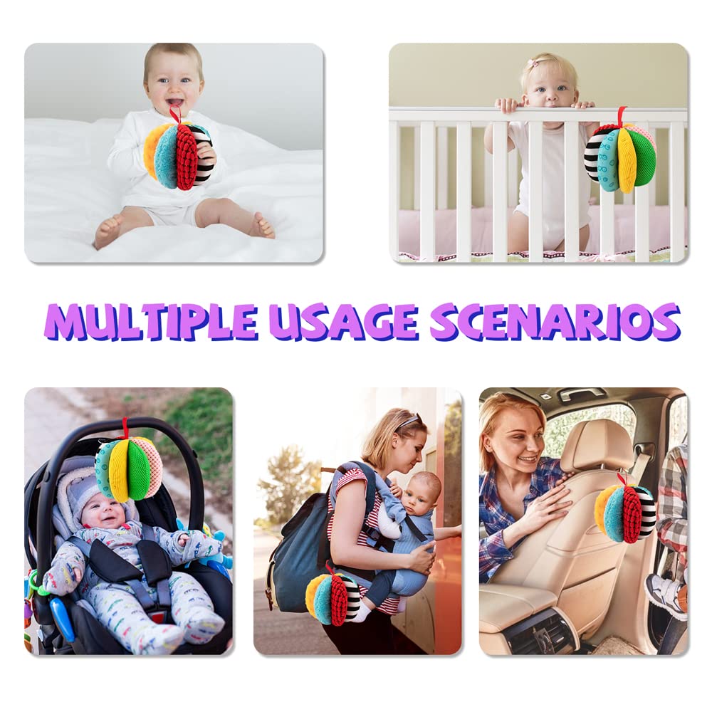 8-In-1 Sensory Balls For Infant Toddlers,Rainbow Fabric Baby Toy For Sensory Development,Montessori Toys For Babies 6-12 Months,8 Different Sensory Tactile Textures With Crinkle Rattle Squeakers