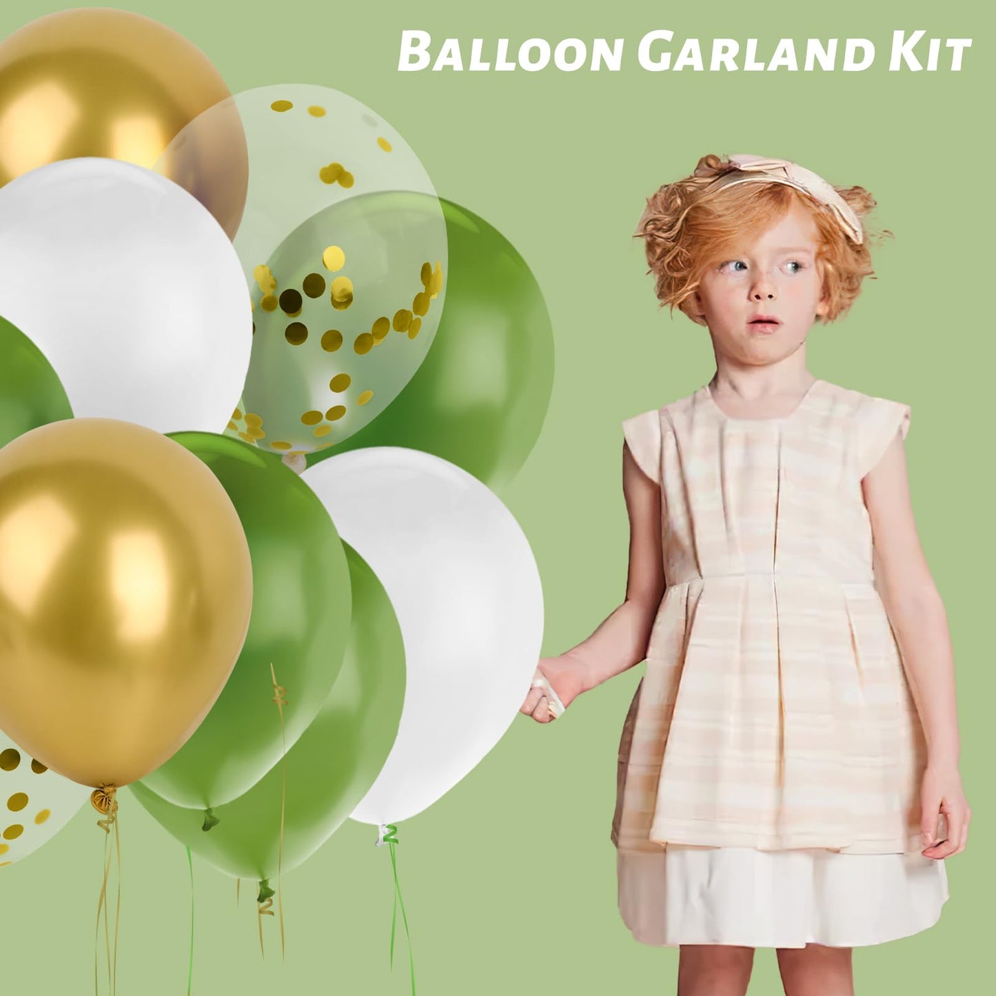 Lovestown 60Pcs Sage Green Balloons, 12 Inches Green Gold Confetti Latex Balloons With Ribbon For Birthday Wedding Engagement Graduation Party Family Reunion Decorations