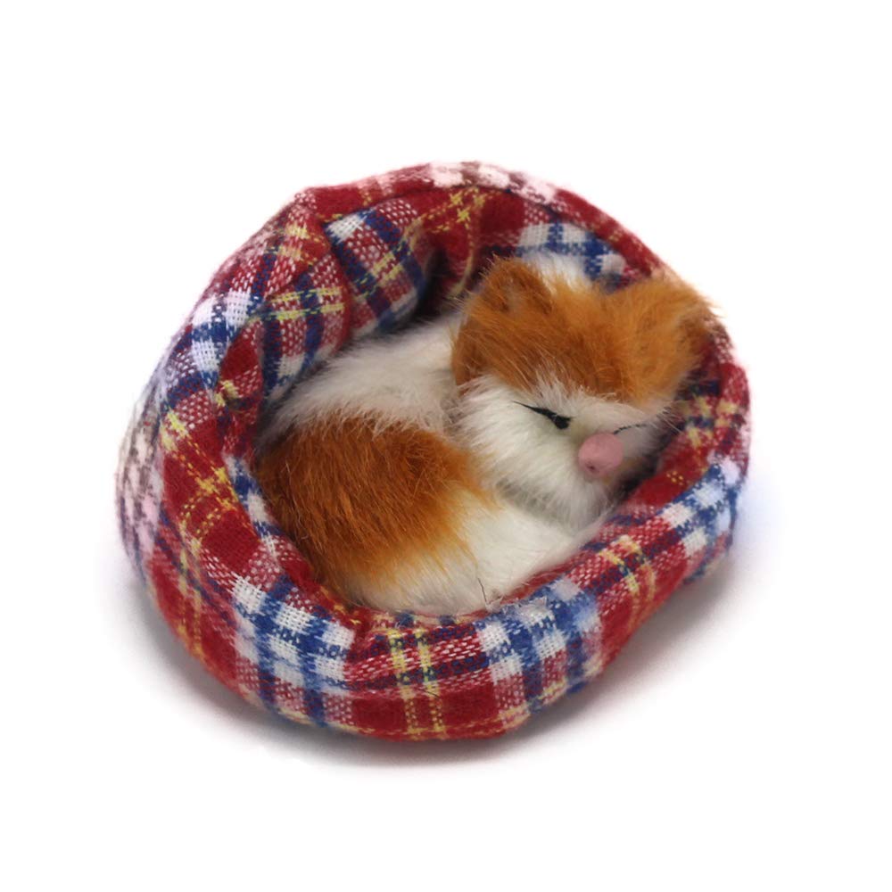 Coolayoung 4Pcs Sleeping Cat In Cattery Doll Toy, Mini Kitten On Pet Pad Decor For Office Desk Hand Toy Gift For Kids Boys Girls