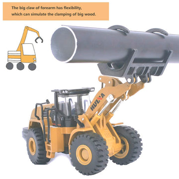 Ailejia 1/50 Scale Diecast Wood Grab Construction Vehicle Toys Timber Grab Truck Heavy Wooden/Building Articulated Alloy Constru