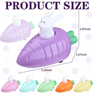 12 Pcs Easter Toys Pull Back Cars Toy Carrot Cars Driven By Rabbit Friction Powered Animal Cars Vehicles Plastic Go Back And For