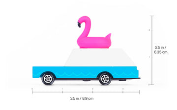 Candycar Wooden Diecast Collection - Flamingo Wagon, Premium Handcrafted Beech Wood Toy Car