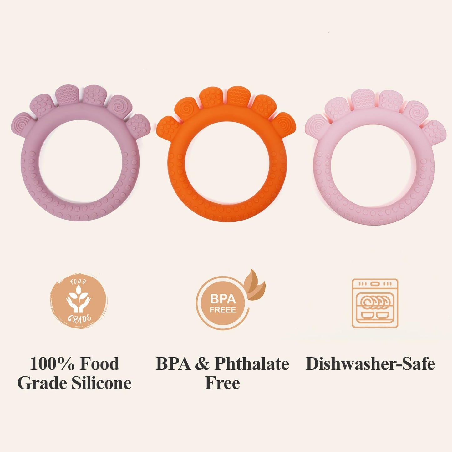 Baby Silicone Teething Ring Toys For 0-6,6-12 Months Boys And Girls,Chew Teether Stuff For Infant,Newborn Must Have Essentials,B