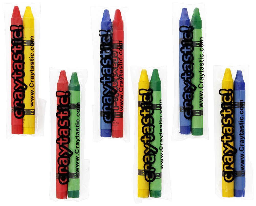 Craytastic! (900 Total Crayons 2-Packs Of Premium Full-Size Crayons In Cellophane Wrapper (Assorted: Red, Green, Blue, Yellow) S