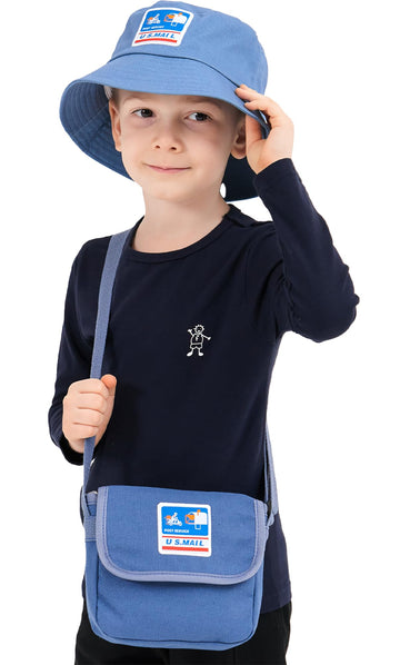 CINKCO Mailman Costume Bucket Hat+Postman Bag (2 in 1) Postman Dress Up for Kids