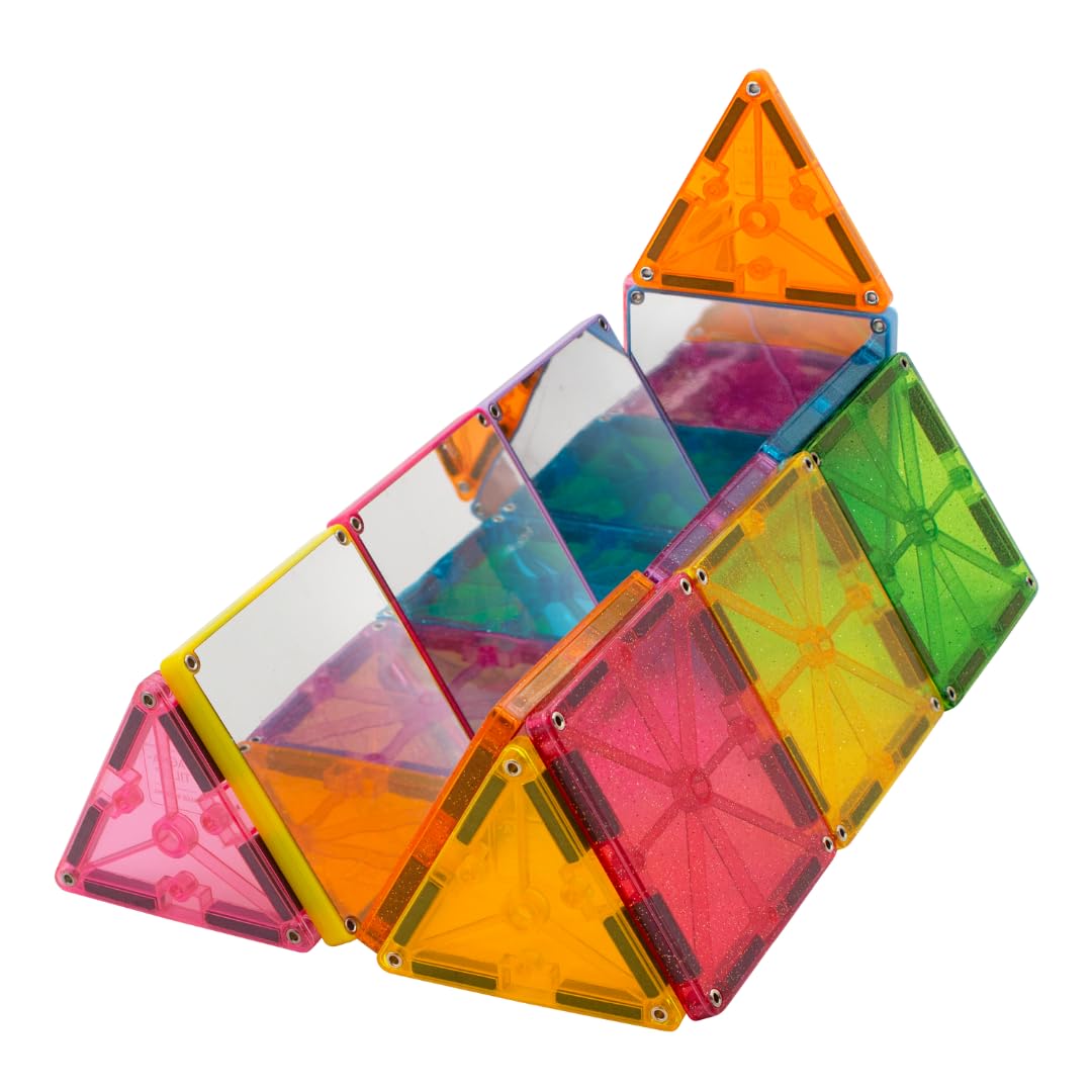 Magna-Tiles Stardust 15-Piece Magnetic Construction Set, The Original Magnetic Building Brand, 3-99 Years With 4 Mirrored Squares