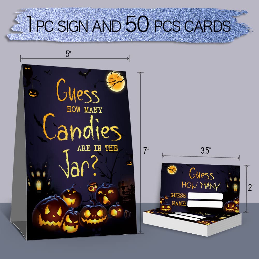 Hiweran Halloween Guess How Many Candies Party Game Cards, Funny Pumpkin Party Raffle Ticket, Gag Activities Party Decorations G