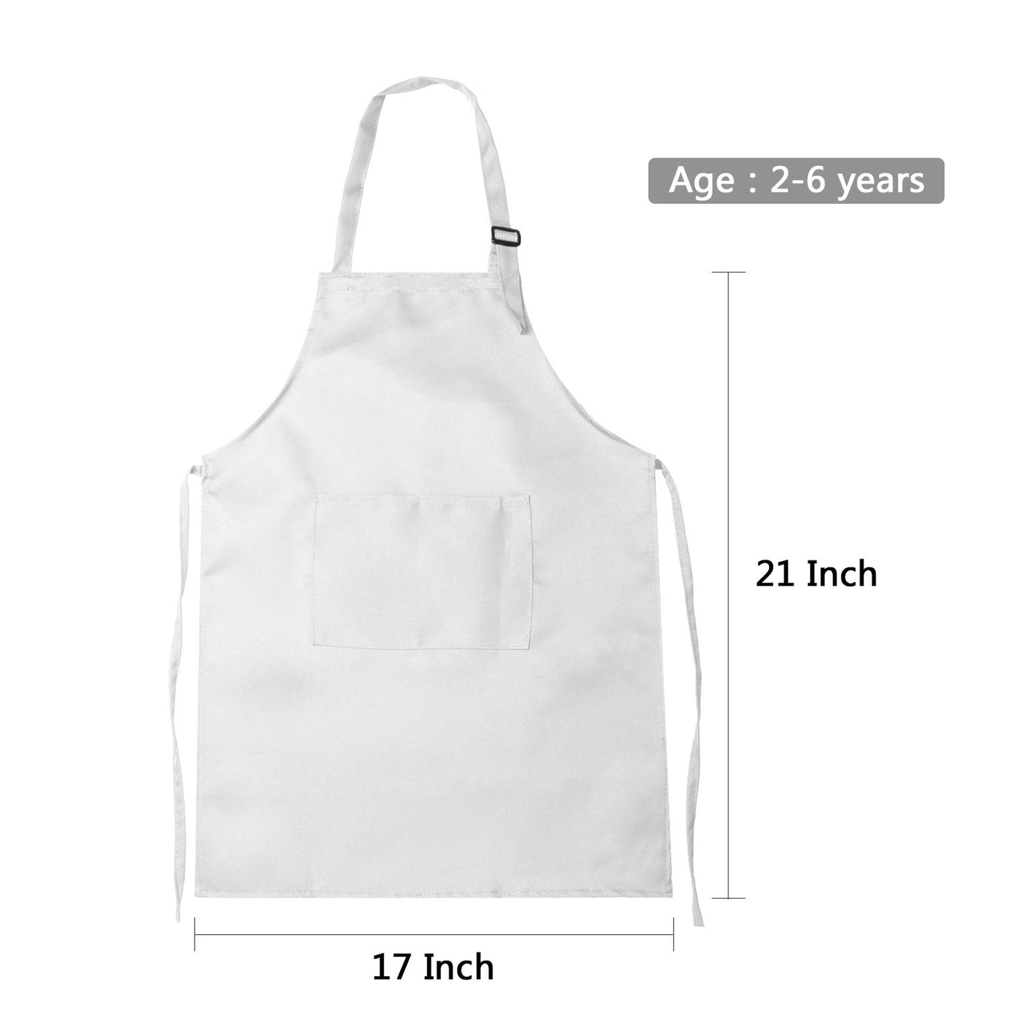 Yaomiao 4 Pieces Kids Apron With Pocket Children Adjustable Chef Apron For Cooking Baking Painting (White,M For 7-13 Age)
