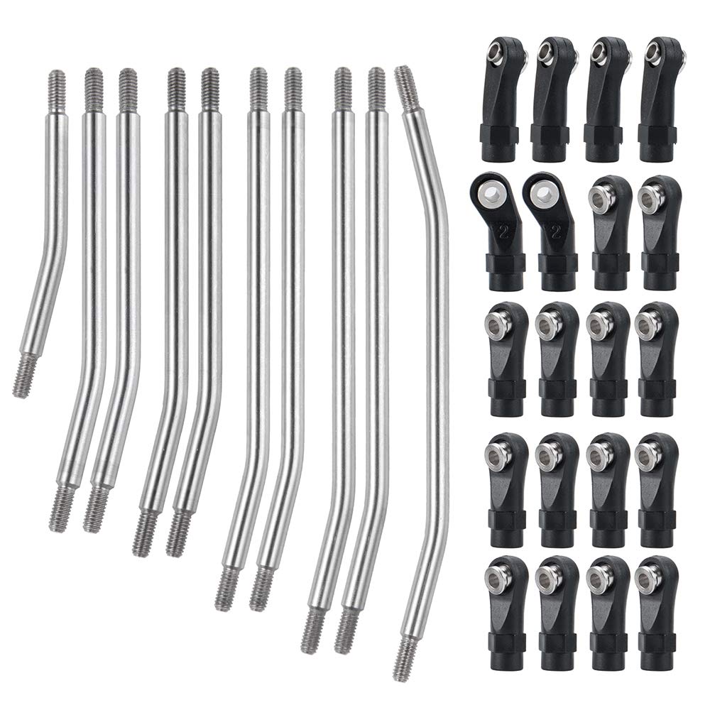 RCLions Stainless Steel Link Rod Linkage 313mm Wheelbase for Axial SCX10 II 90046 1/10 Crawler Car Upgrade Parts