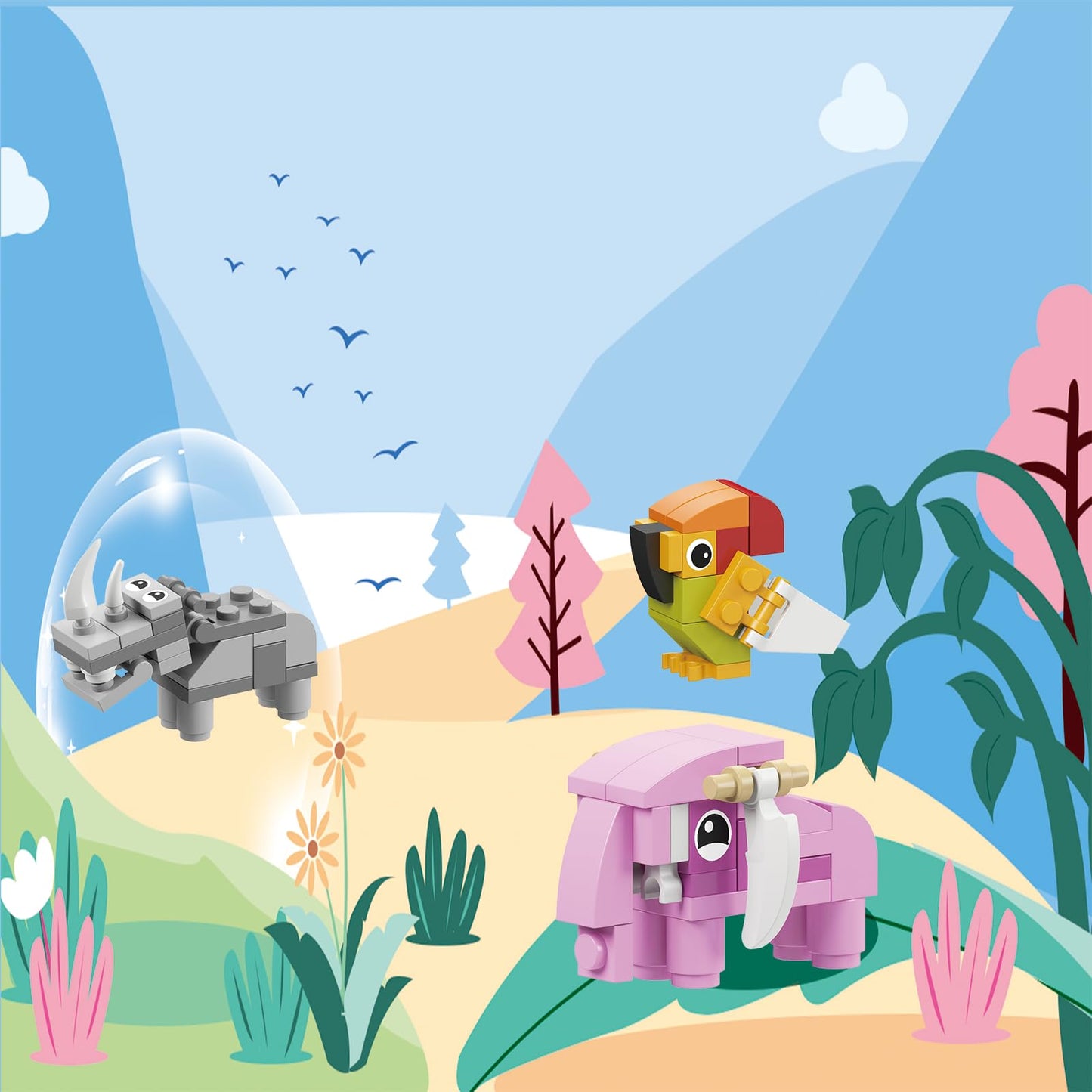 BRICHBROW Animals Building Blocks - Mini Multicolor Party Favors, SM206B, Great for Kids' Prizes and Goodie Bags (12 in 1 Animal)