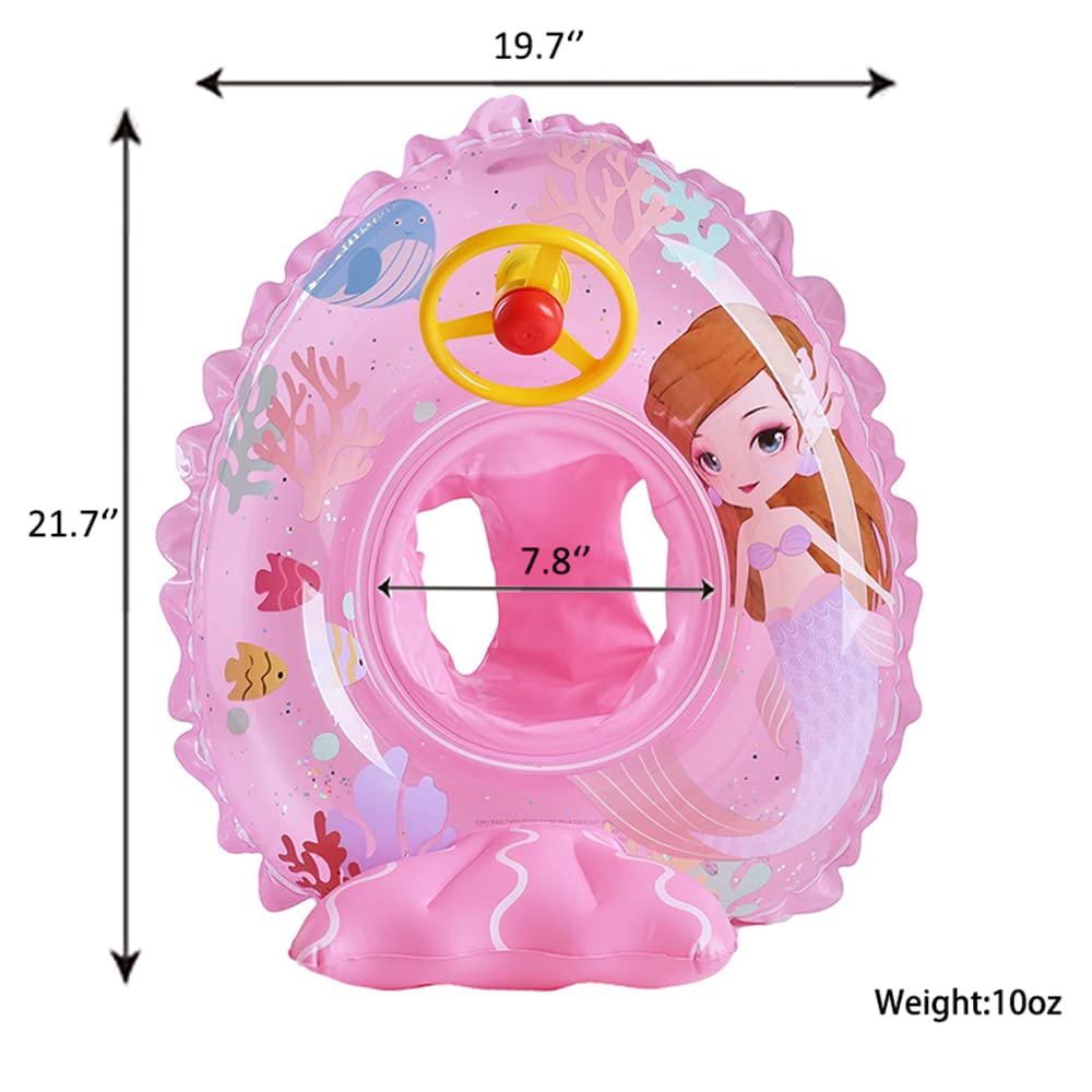 Baby Swimming Float Swim Ring Cute Floaties With Seat And Handle Pool Floats Toys Fun Water Raft Lounge Party Supplies For Infant Toddler Kids Children Age 1-5 Years