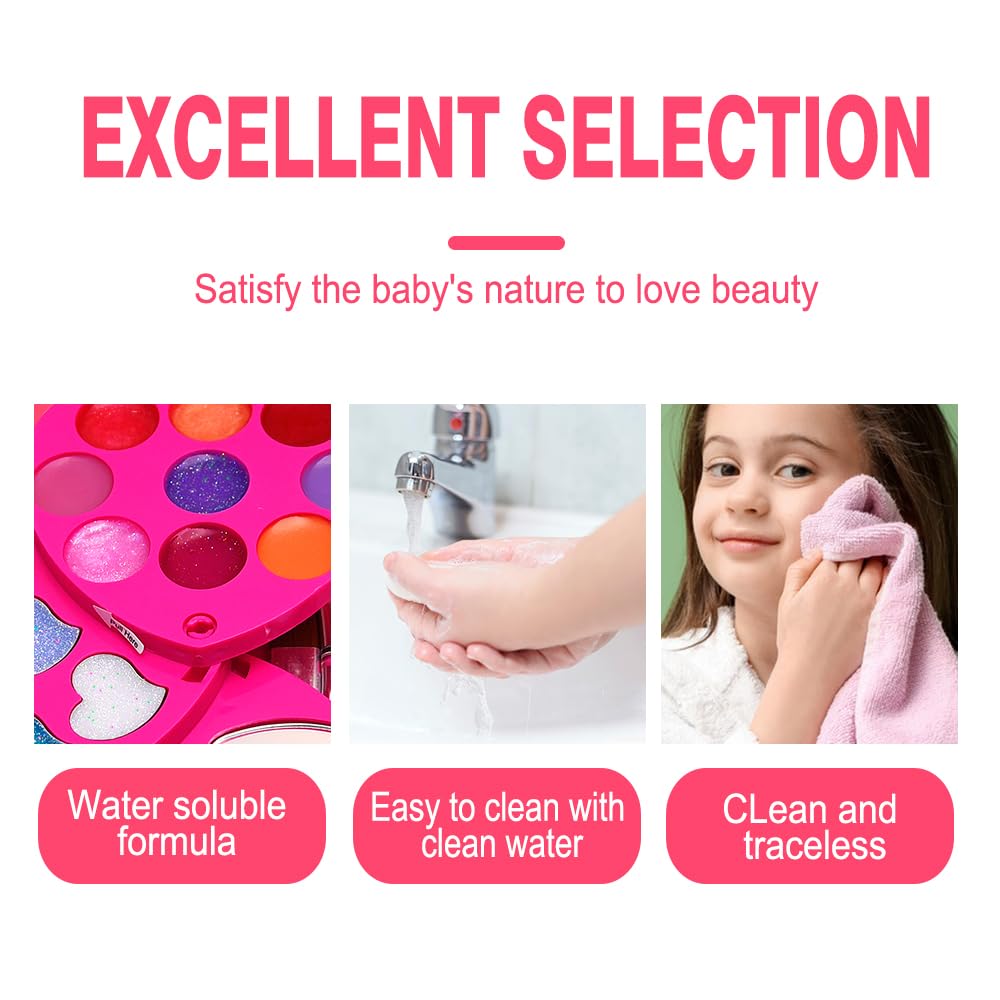 Mebtmel Heart Shape For Kids Makeup Kit, Real, Non Toxic, Washable Make Up For Girls Kids