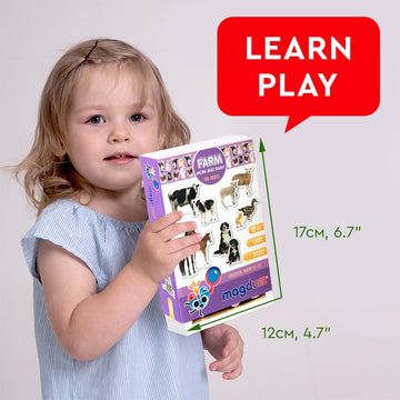 Magdum 18 Large Fridge Magnets for Toddlers - Multi Color Animal Magnets, Cardboard + Magnet, Model 4031-08 EN