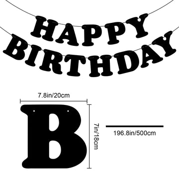 Black Happy Birthday Banner Sign Happy Birthday Bunting Banner Flag Garland For Kids Boys Baby Birthday Party Decorations Supplies
