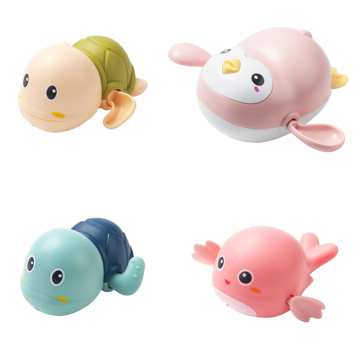 Baby Bath Toys For Toddlers 1-3, 4 Pack Floating Wind-Up Swimming Toys For 1-5 Year Old Kids Boy Girls, Bathroom Shower Water To