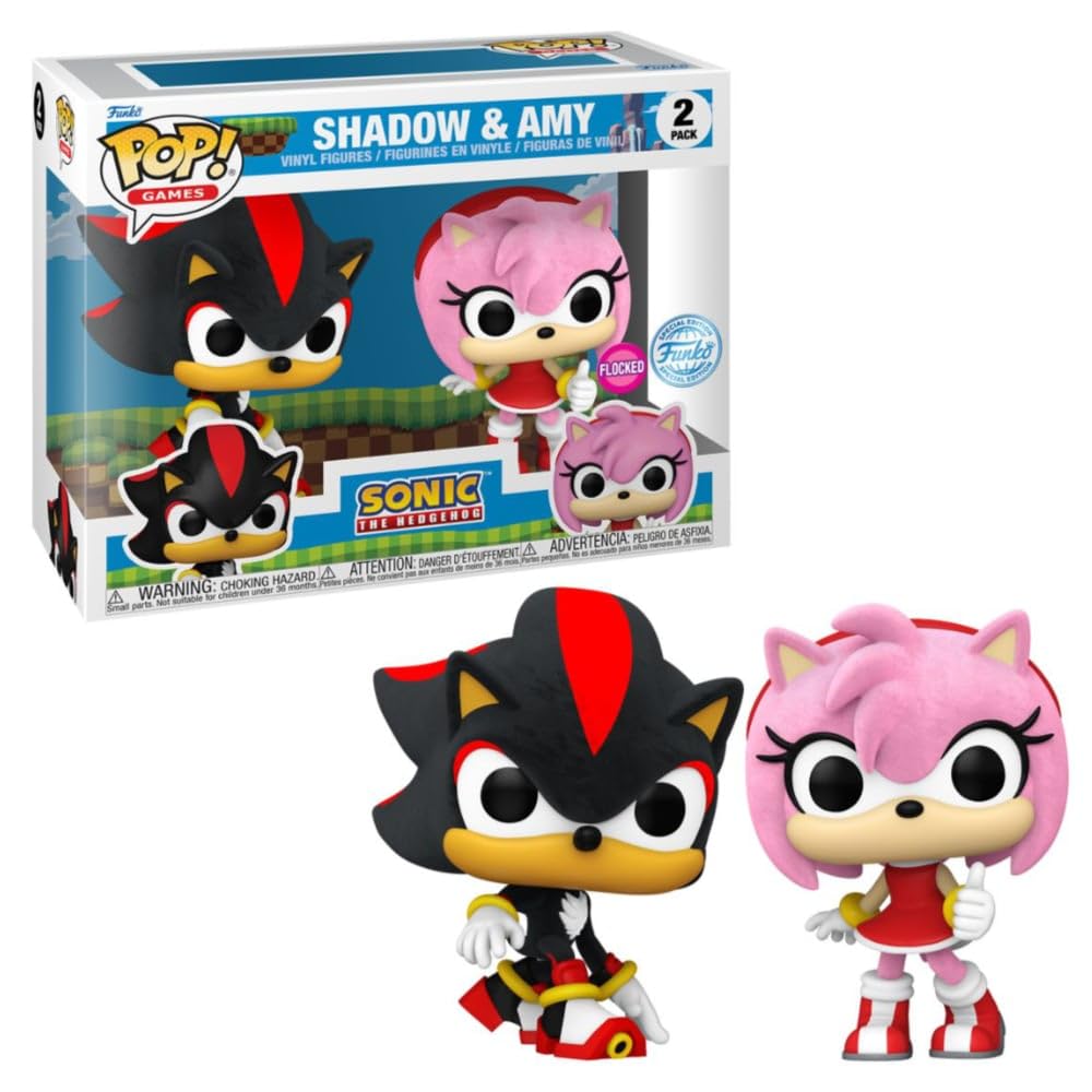 Funko POP! Shadow and Amy Flocked 2-Pack - TargetCon Exclusive - Gray - Model FUN76789