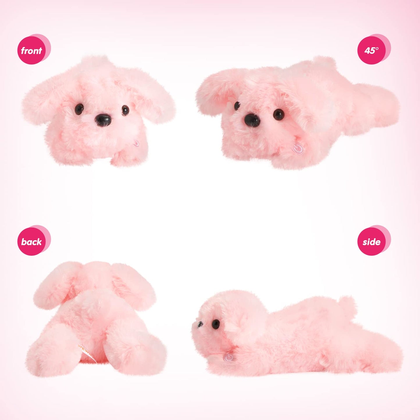 Wewill 10'' Light Up Pink Puppy Dog Led Stuffed Animal With Colorful Night Light Glow Soft Plush Toy Gifts For Kids On Christmas Birthday