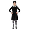 Spooktacular Creations Girls Collar Black Dress, School Girl Costume With Wig, Long Sleeve Velvet Skater Dress For Kids Toddler Halloween, Cosplay Themed Party (Medium, 8-10 Yrs)
