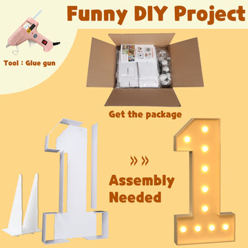 Imprsv 4Ft Marquee Numbers, Light Up Numbers For 1St 21St Birthday Decorations, Marquee Light Up Letters Anniversary Party Decor