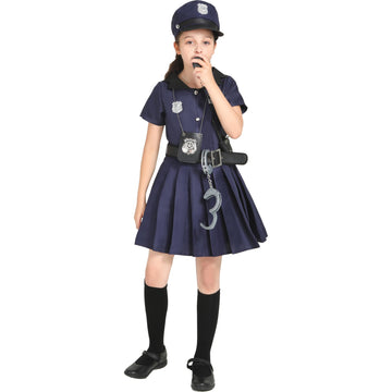 Lingway Toys Kids Police Costume For Girls,Girls Police Officer Costume Set, Kids Halloween Costume Dress Up 4-6years