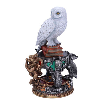Nemesis Now Harry Potter Hedwig Figurine, Collectible Resin Owl Statue With Howarts House Emblems And Books, And Home Decor For Harry Potter Fans