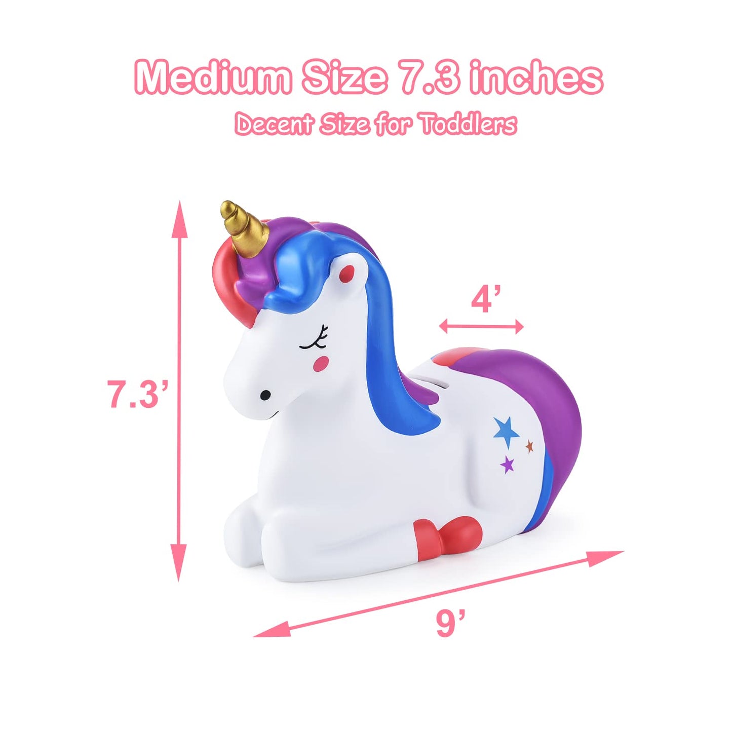 Pjdrllc Piggy Bank Girls: Unicorn Piggy Banks - Unbreakable Plastic Coin Money Bank With Alphabet Stickers - Purple