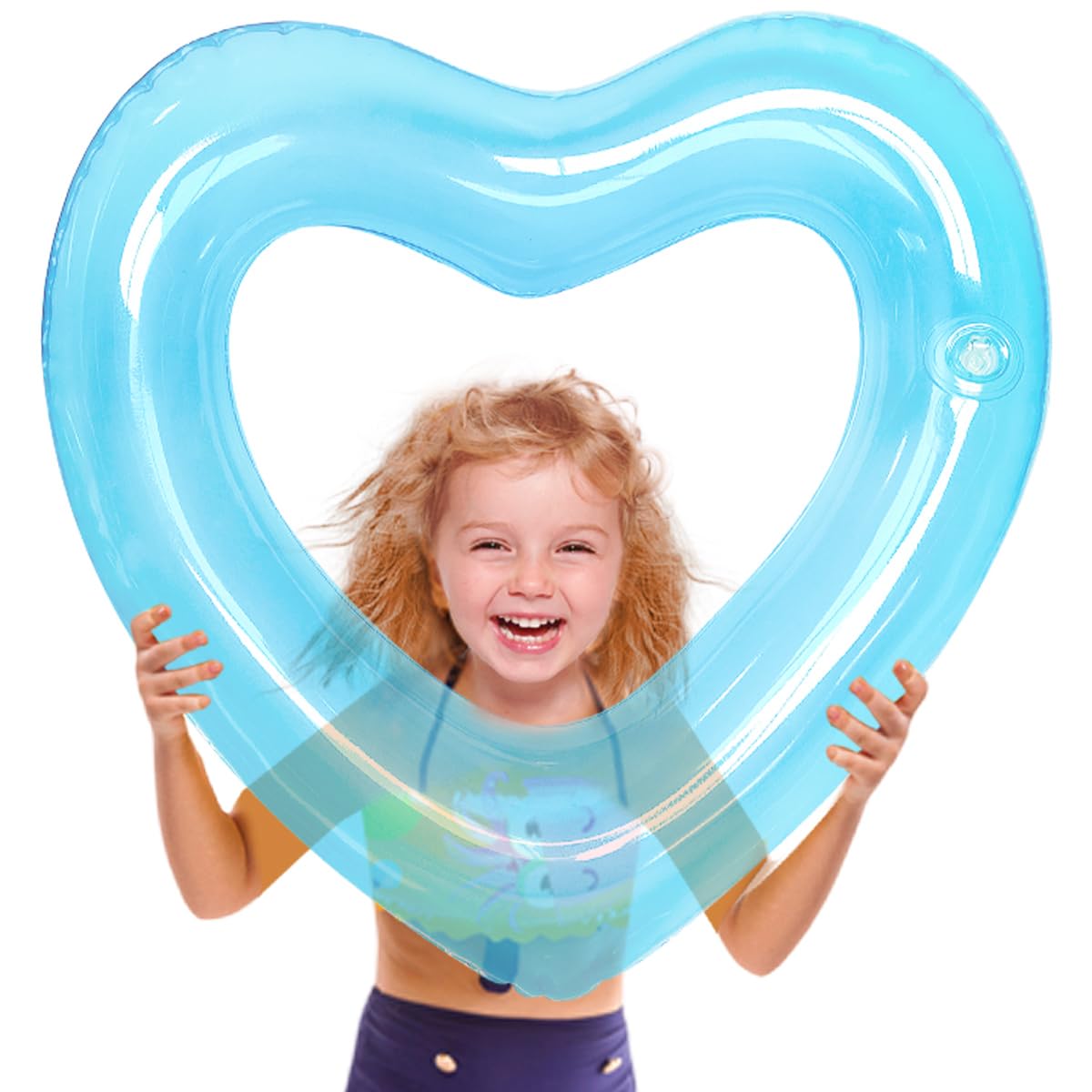 Kid Heart Pool Float for Kids Kid Pool Floats Water Fun Beach Party Toys for Kids Birthday Scene Layout Props. (18 in Transparent Blue)