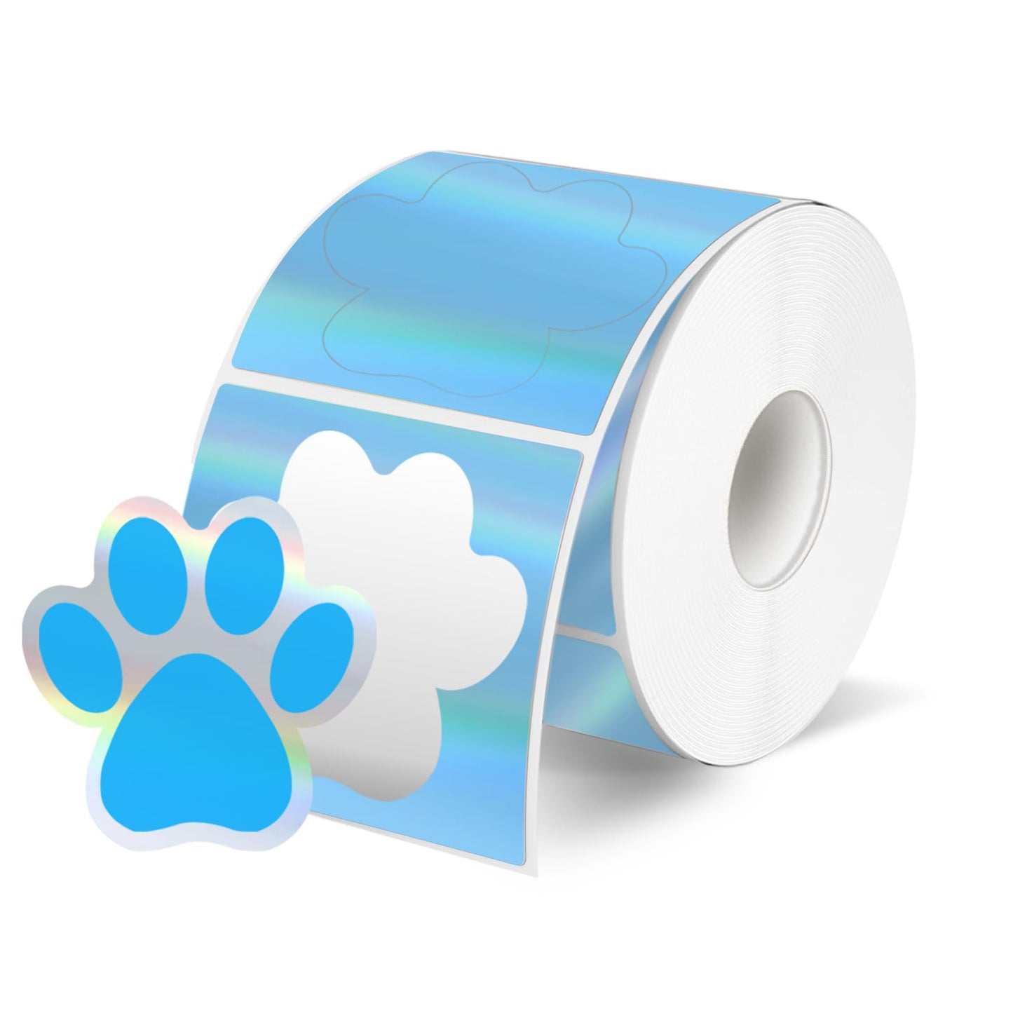STARLIBOO Holographic Puppy Paw Stickers, 1.5 Inch Dog Print, Bear Clues - 500 PCS/Blue