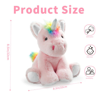 Hideekoog Unicorn Stuffed Animal Toys 8.5 Inch Soft and Cuddly Unicorn Plush Animals Toy Cute and Realistic Stuffed Animals Gifts for Boys and Girls Soft Toy for Kids