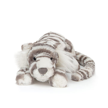 Jellycat Sacha Snow Tiger Stuffed Animal - Little 10 Grey Plush Toy, Perfect Classic Children's Gift