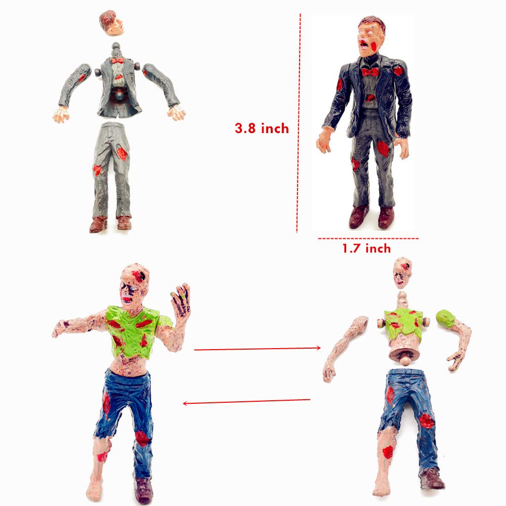 Qiandier Zombie Action Figures Realistic Hand Painted Toy Figurine Models 12Pcs